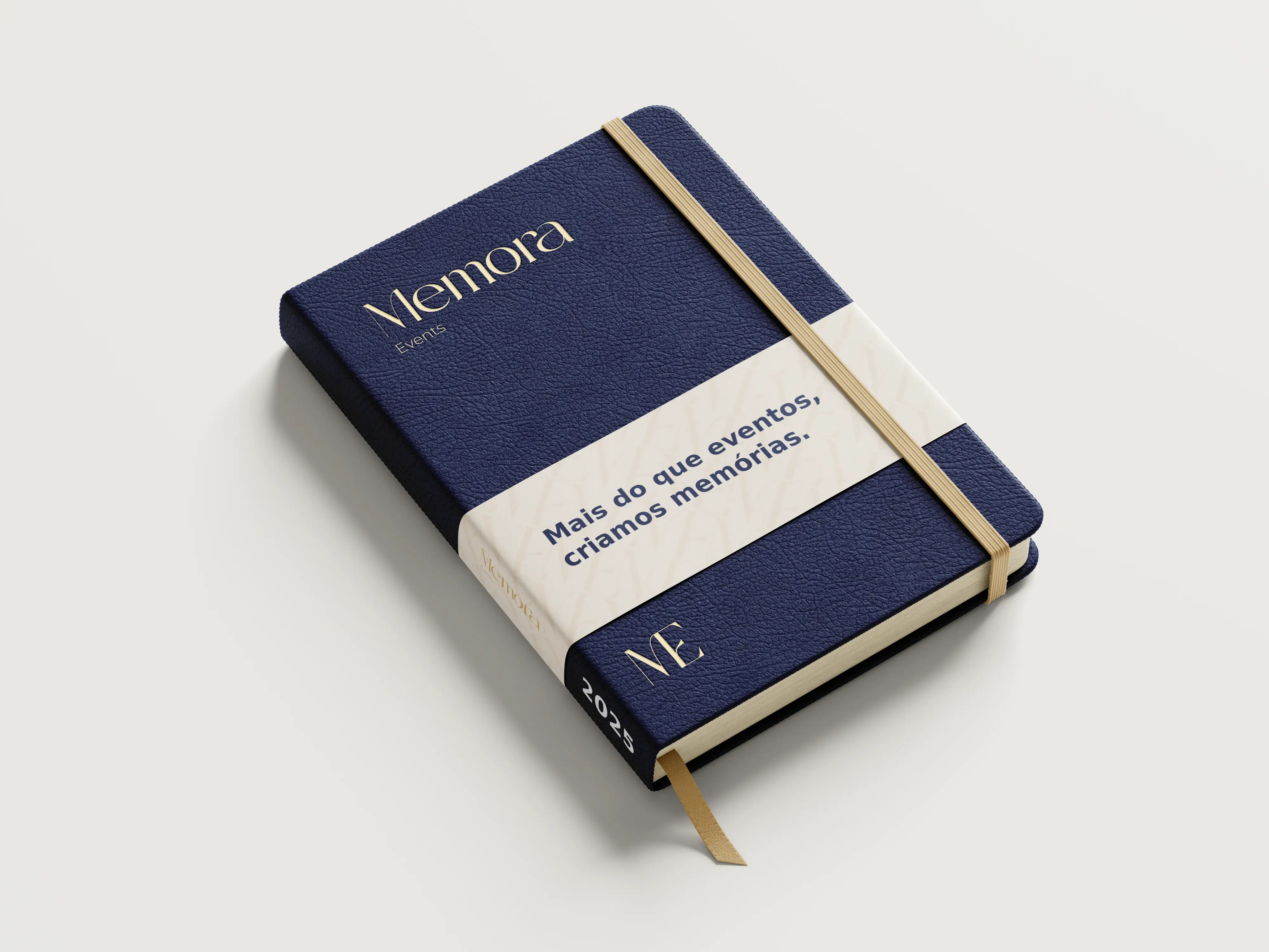 Caderno com logotipo Memora Events