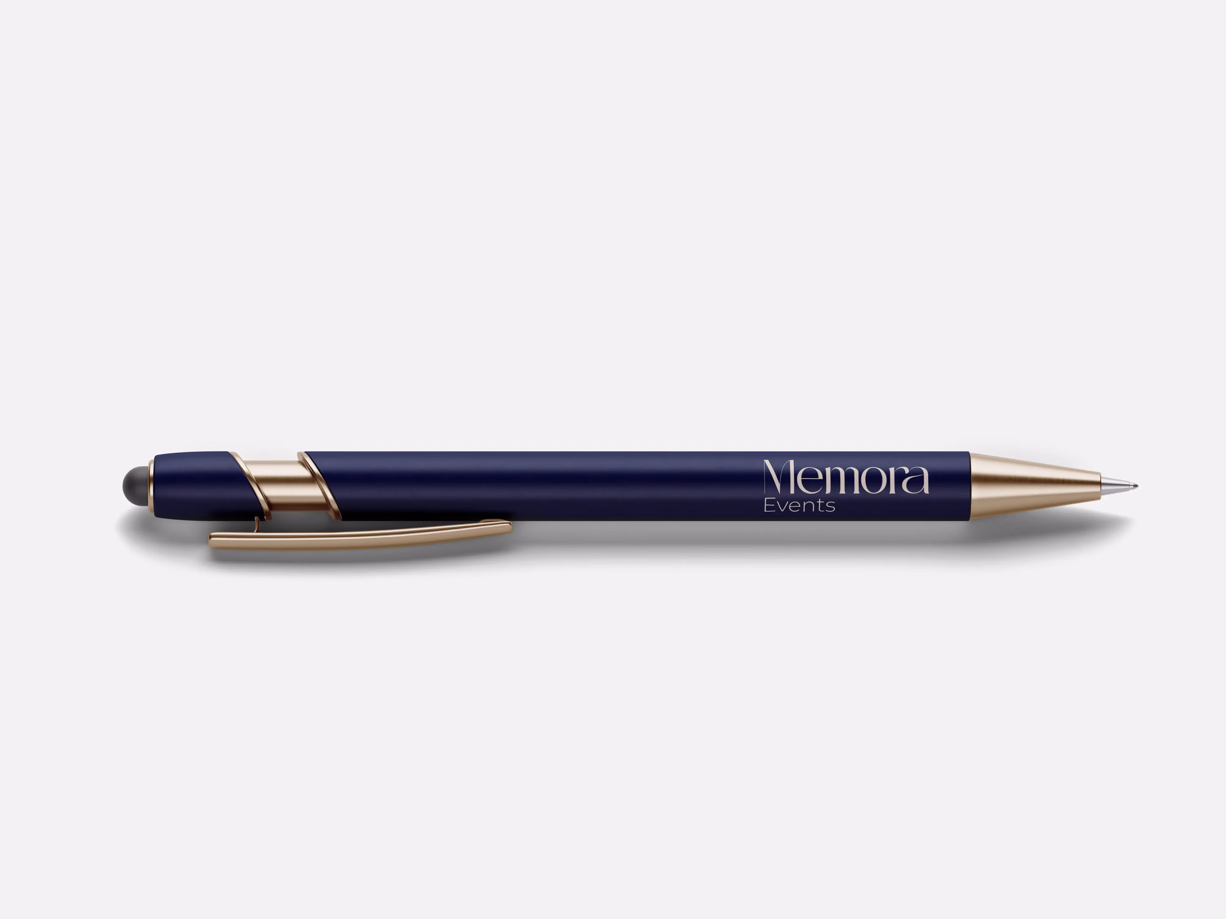 Caneta com branding Memora Events